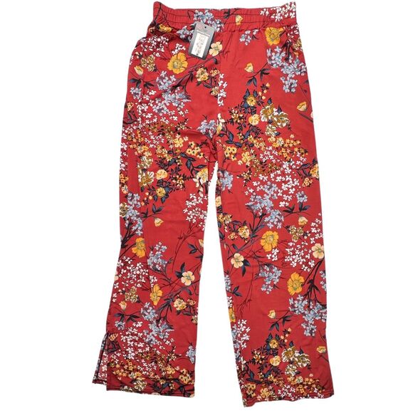 Lildy Pants - Lildy Pants Women Large Boho Festival Style Floral Casual Summer Wide Slit Leg
